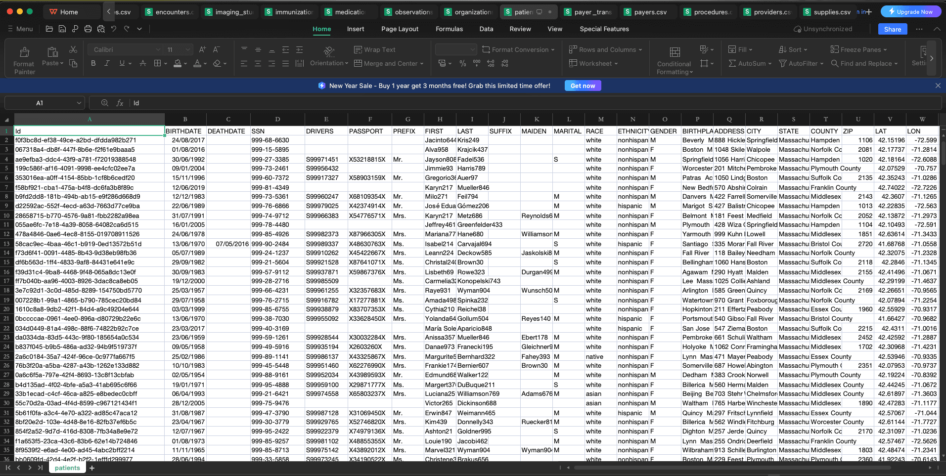 Patient's data